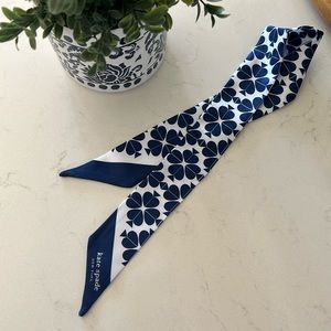 Kate Spade Blue&White Logo Clover Twilly Scarf